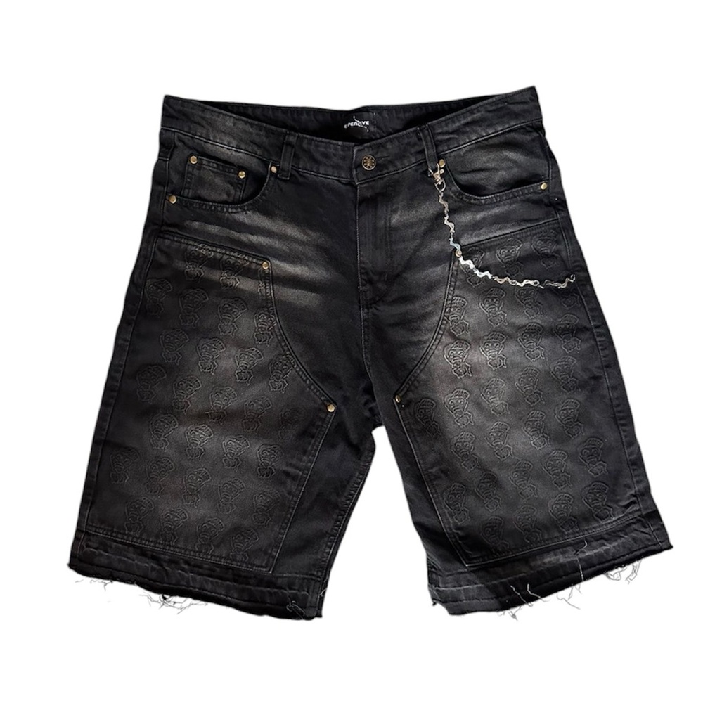 BLACK WORK DENIM SHORTS